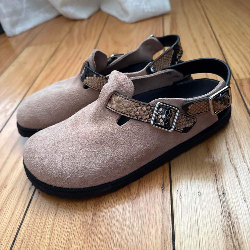 Birkenstock 1774 Tokio II Cazador Snakeskin Leather Slingback Mule Clogs 37 W6